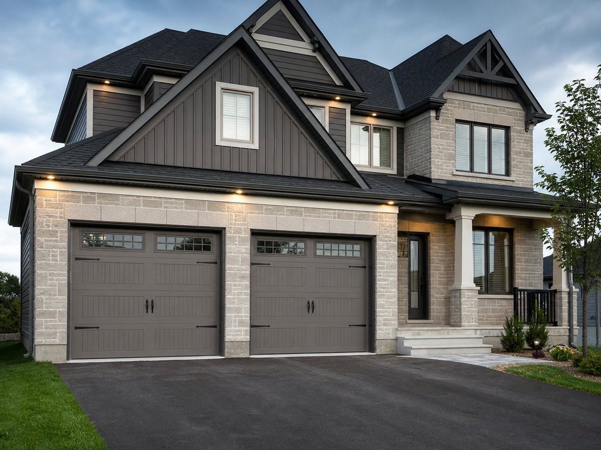 An attached residential garage with a finished floor